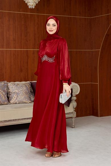 Zübeyde Bel Detay Abiye - Bordo