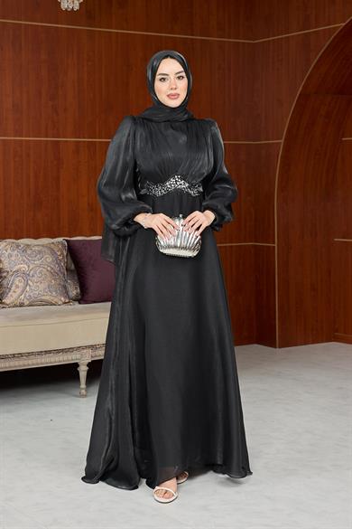 Zübeyde Bel Detay Abiye - Siyah