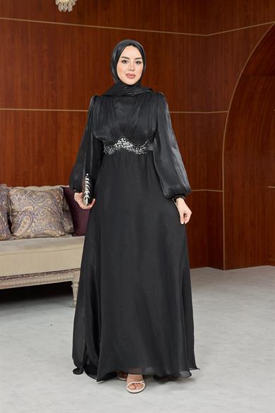Zübeyde Bel Detay Abiye - Siyah