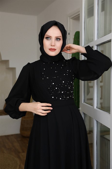 Black Crew neck Unlined Dress