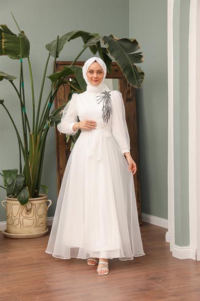 Ela Evening Dress - White | Hülya Keser