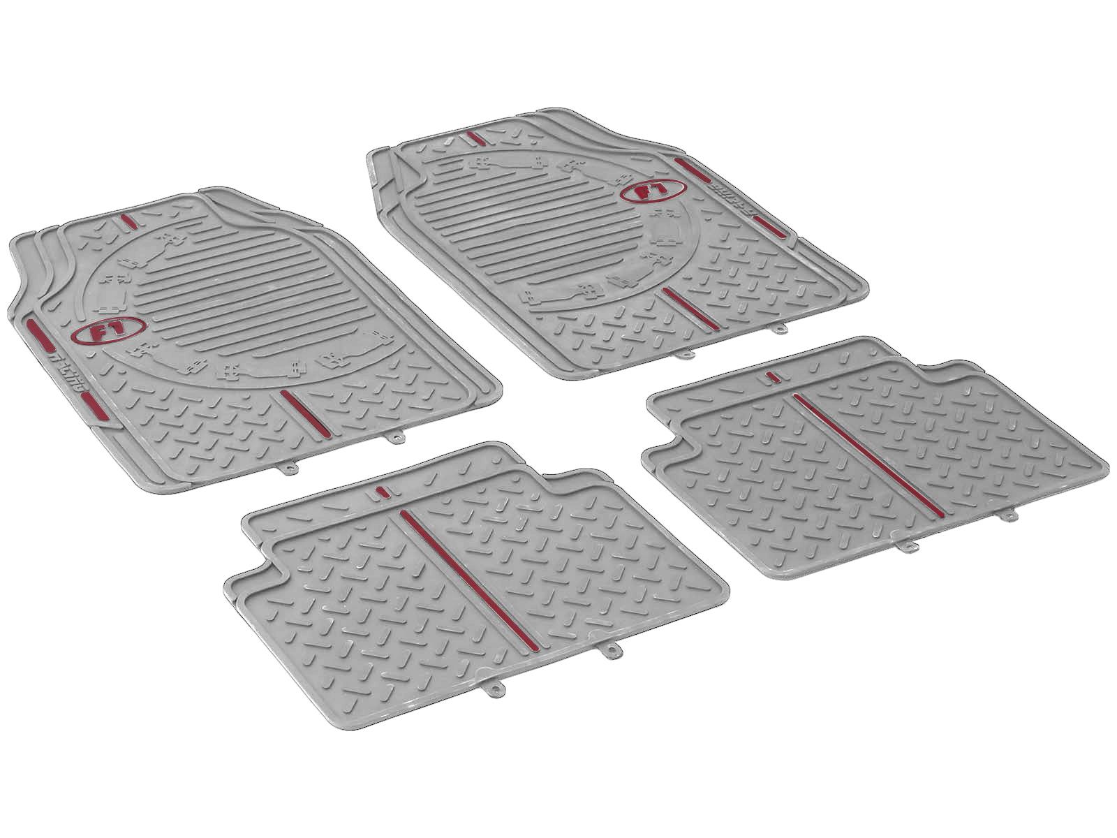 IMAGEÜNİVERSAL UYUMLU KAUÇUK OTO PASPASLARIIMAGE F1 RACING ŞERİTLİ (TÜM MODELLER) ÜNİVERSALKAUÇUK PASPAS GRİ / KIRMIZI ŞERİTLİ