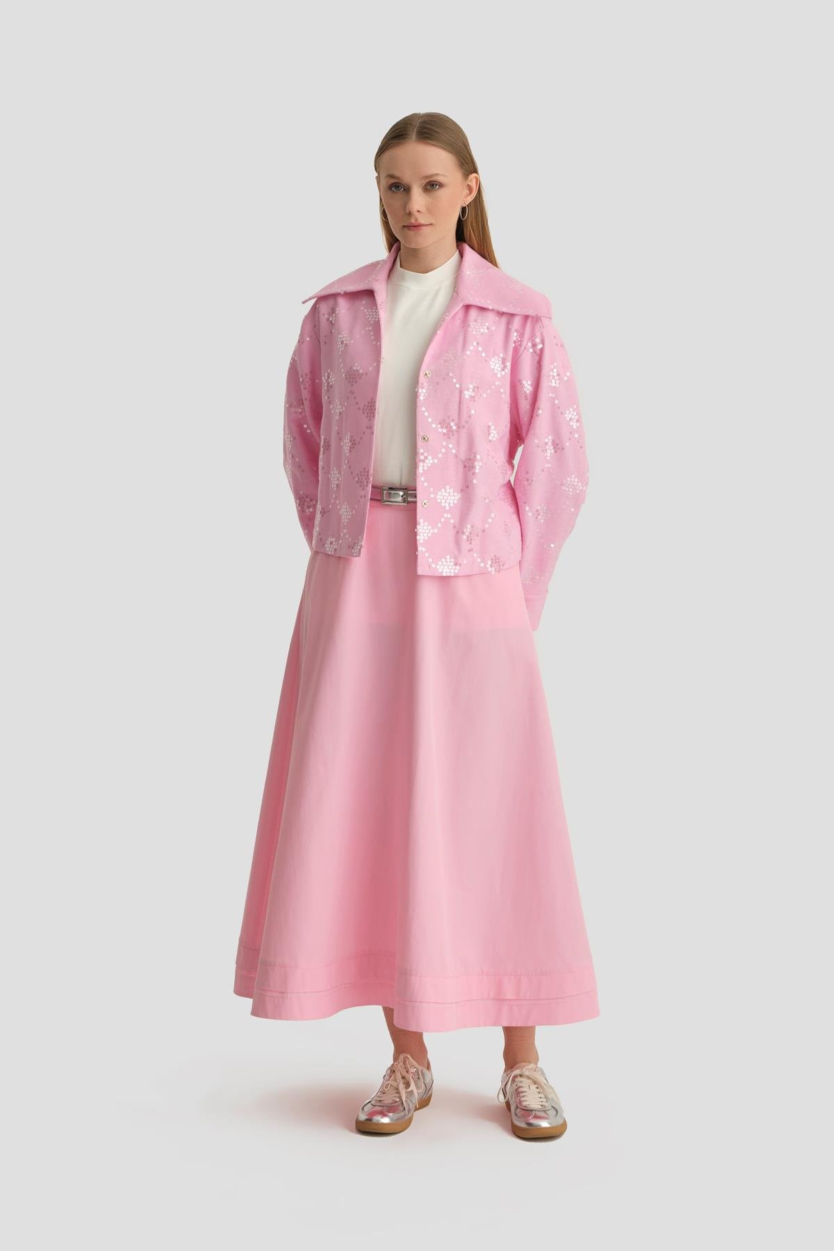 NAQISHE PULLU PAMUK BLAZER CEKET /PUDRA