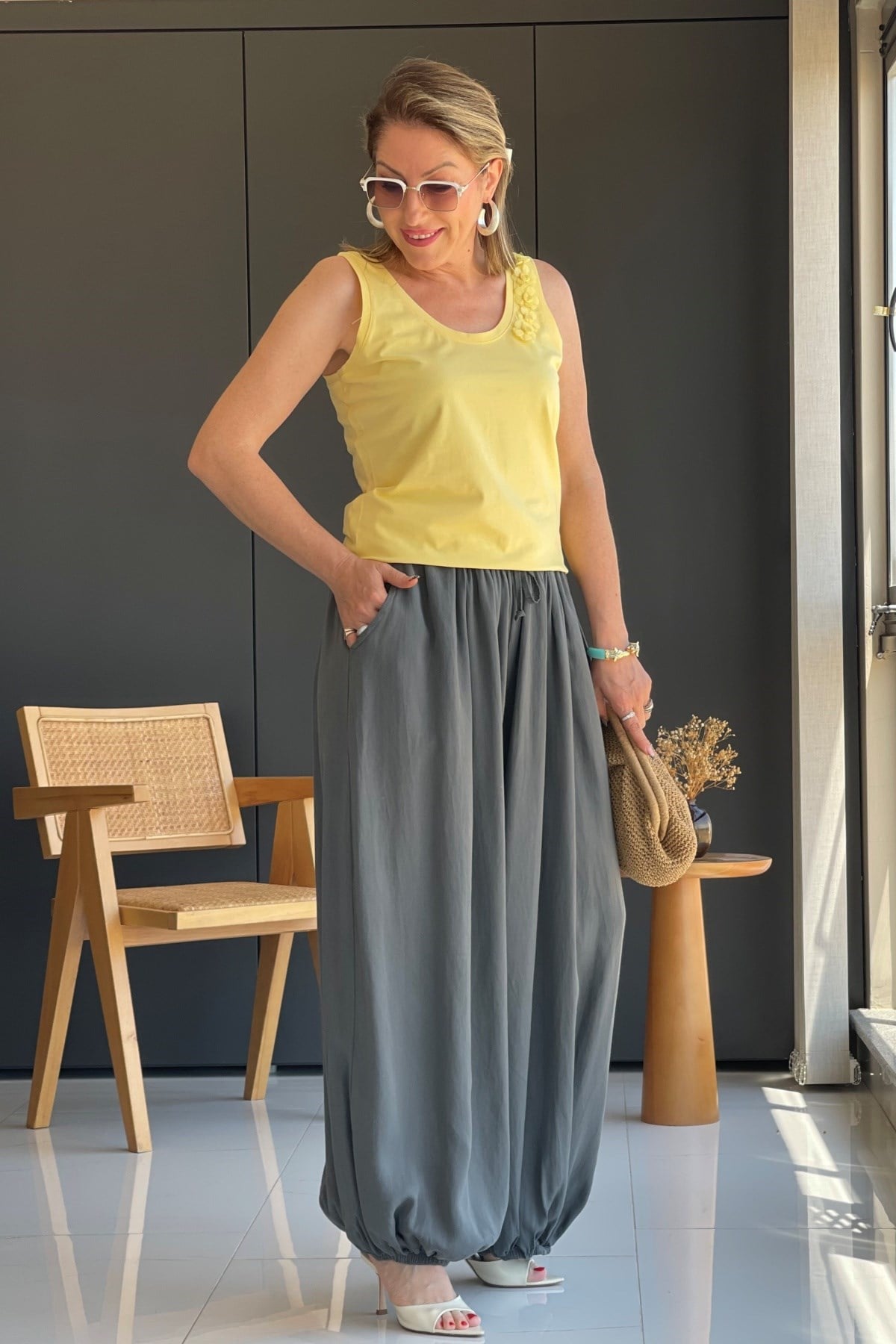 Antrasit Şalvar Model İthal Pantolon