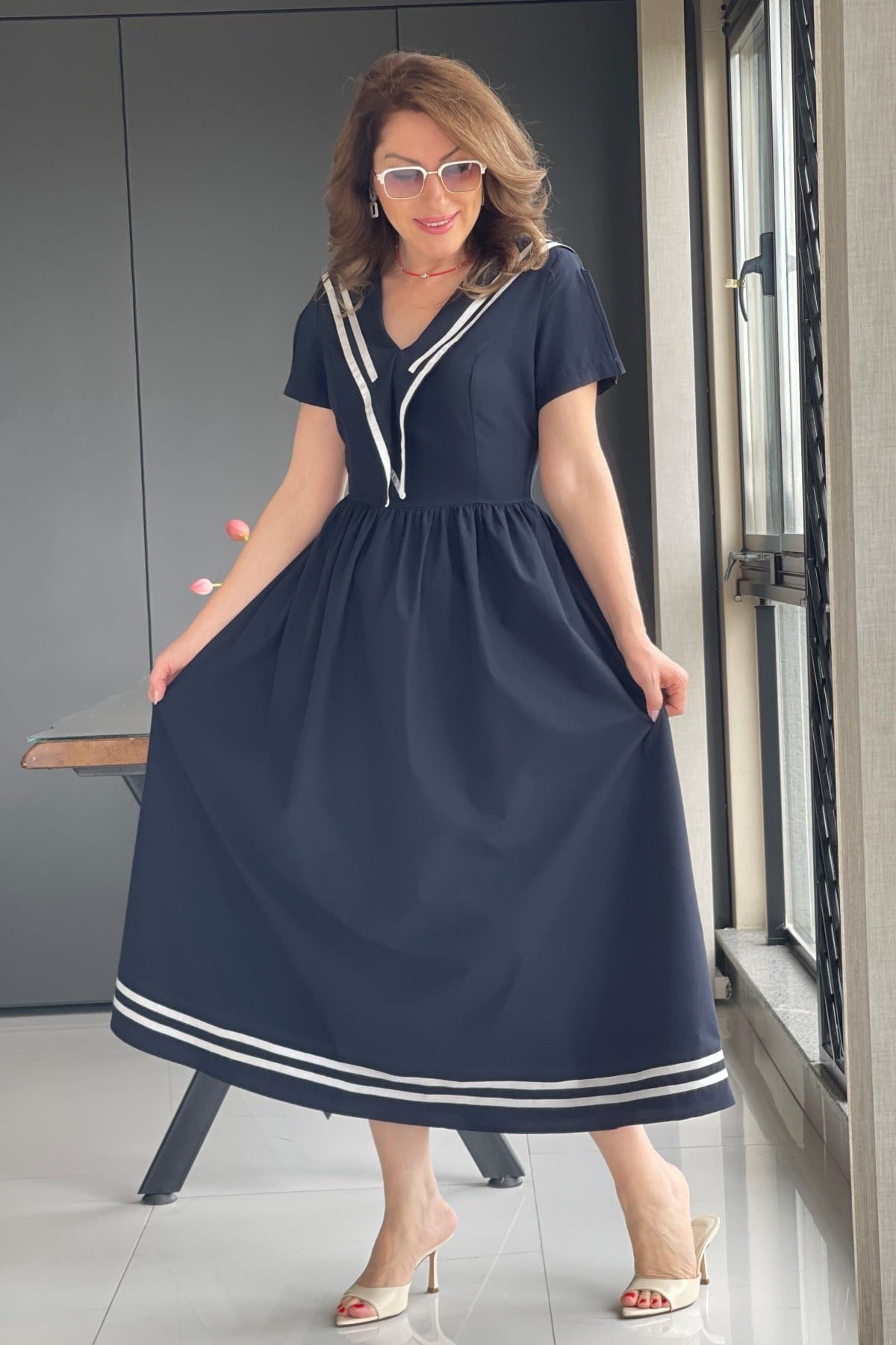 Bahriye Model Lacivert Elbise