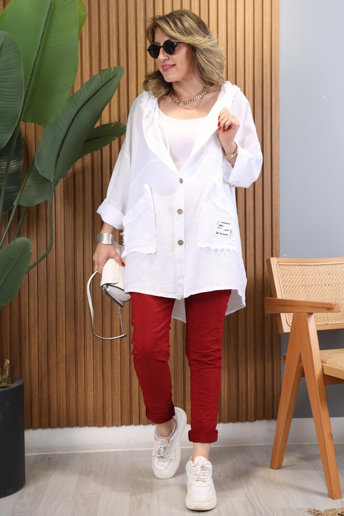 İthal Bordo Pantolon