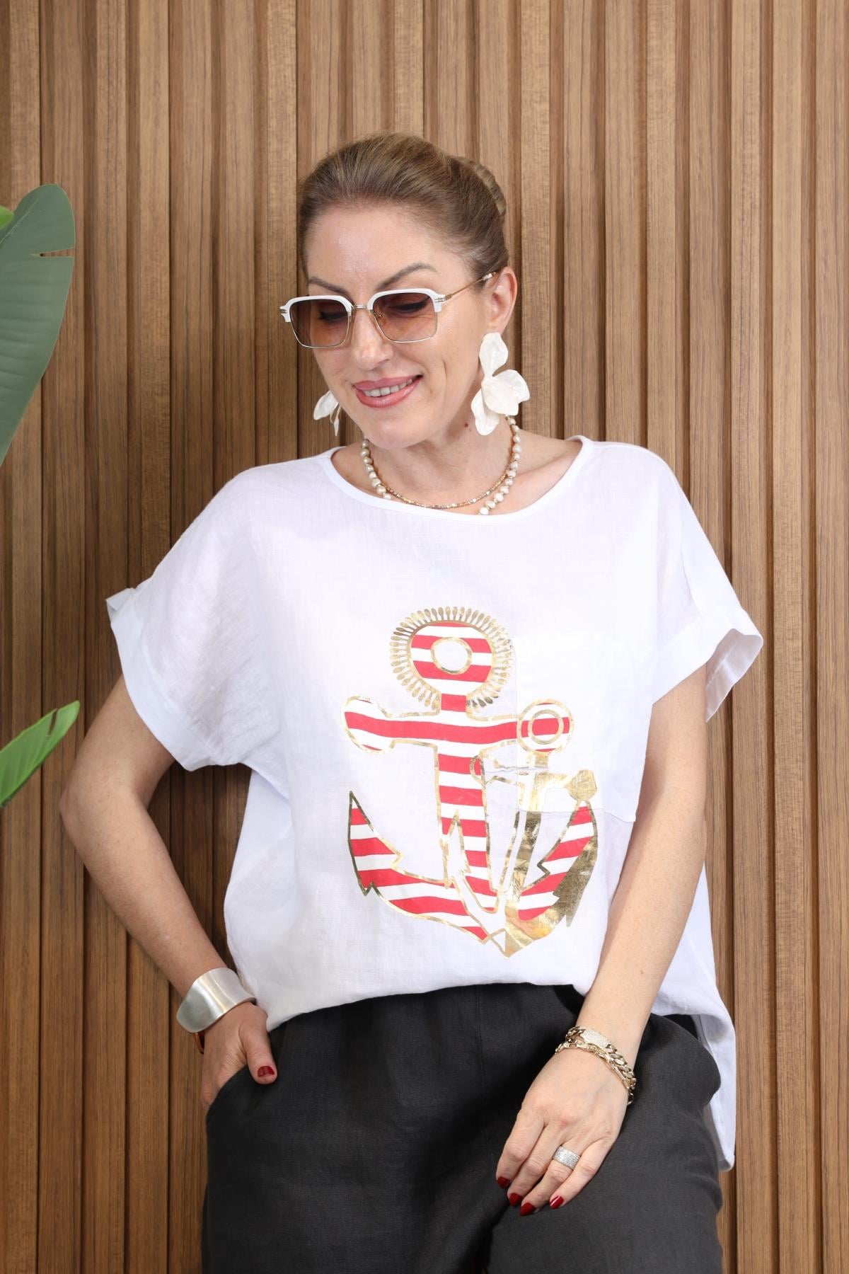 İthal Çapa Model Beyaz T-shirt