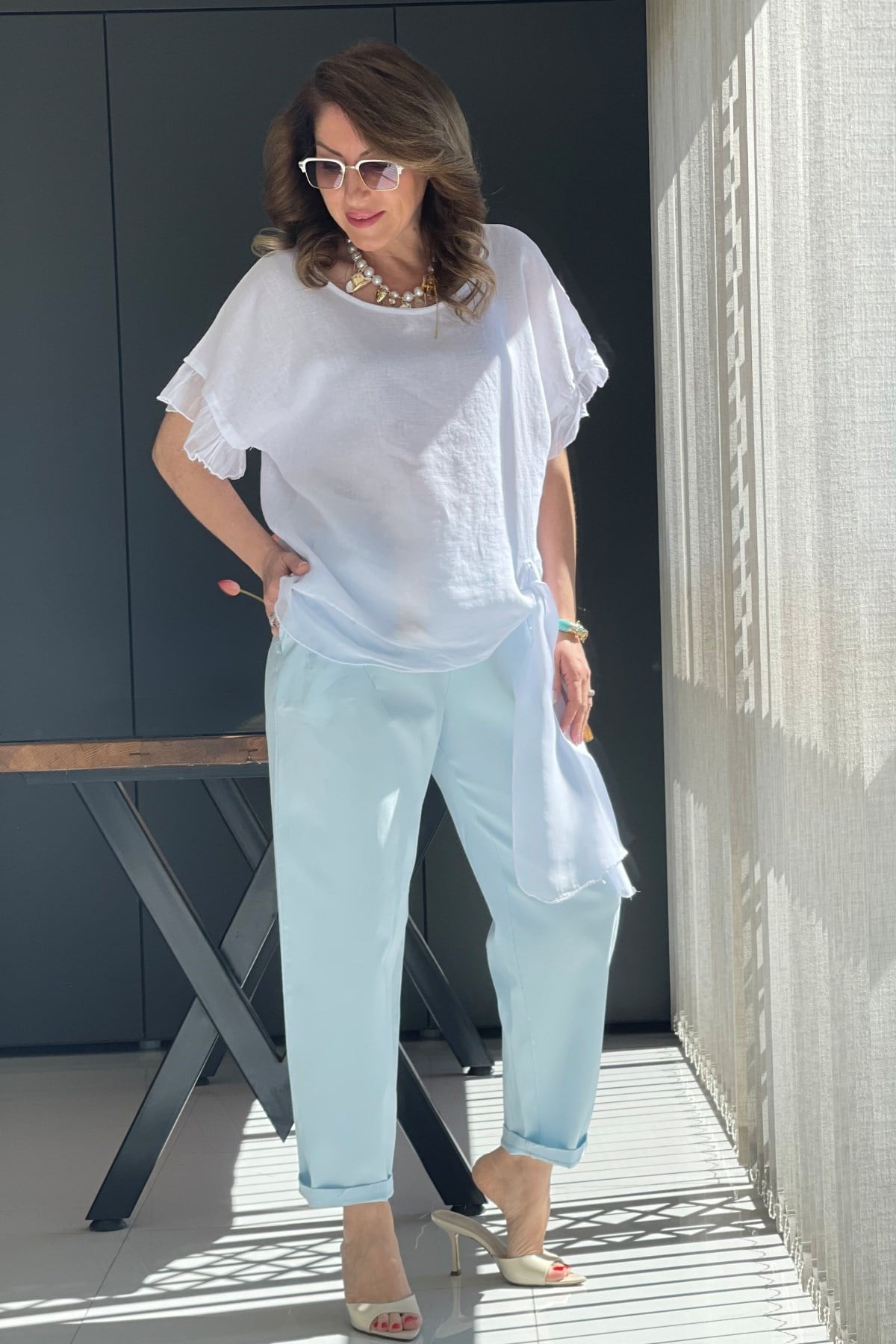 İthal Gabardin Bebe Mavi Pantolon