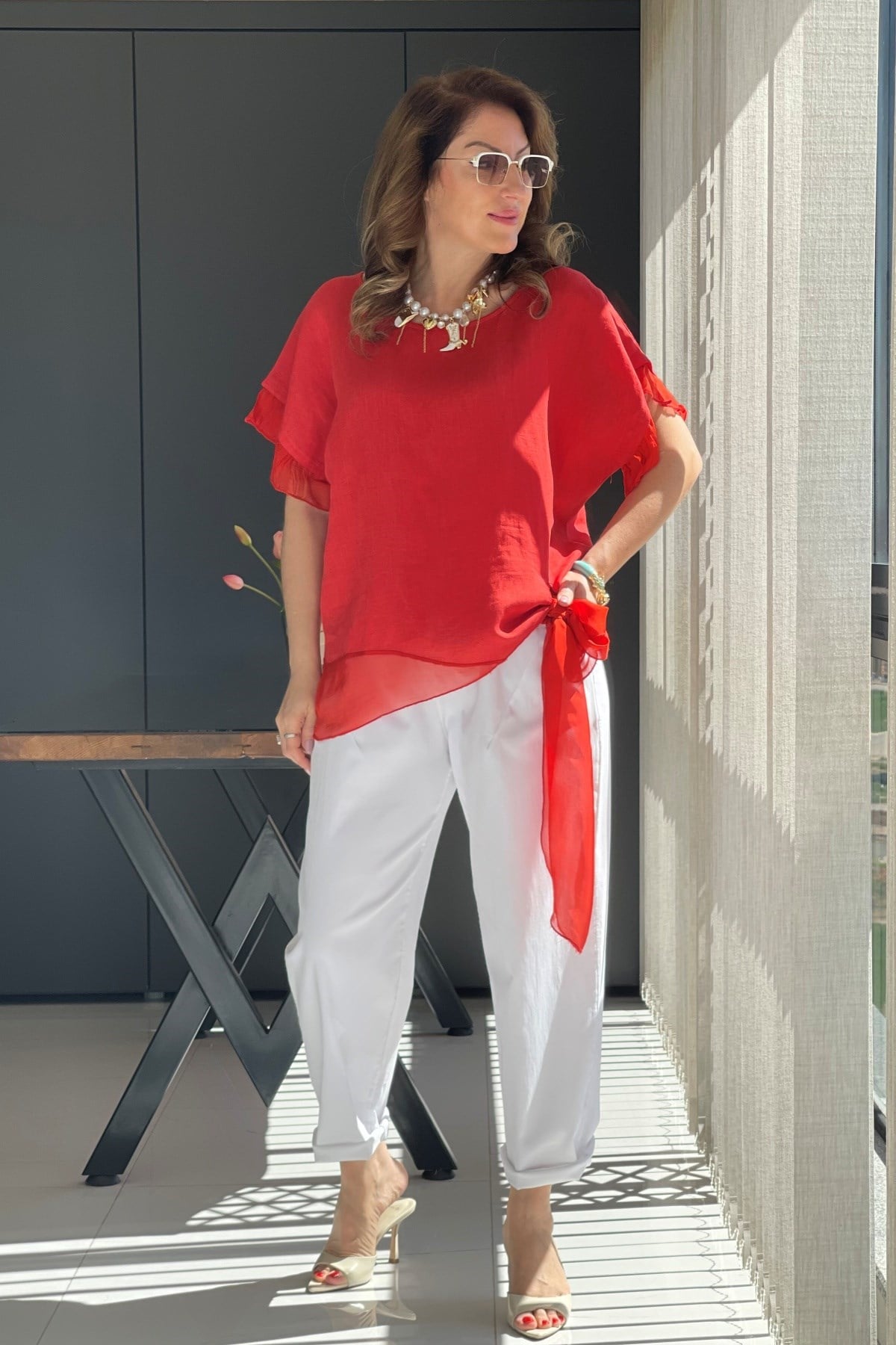 İthal Gabardin Beyaz Pantolon