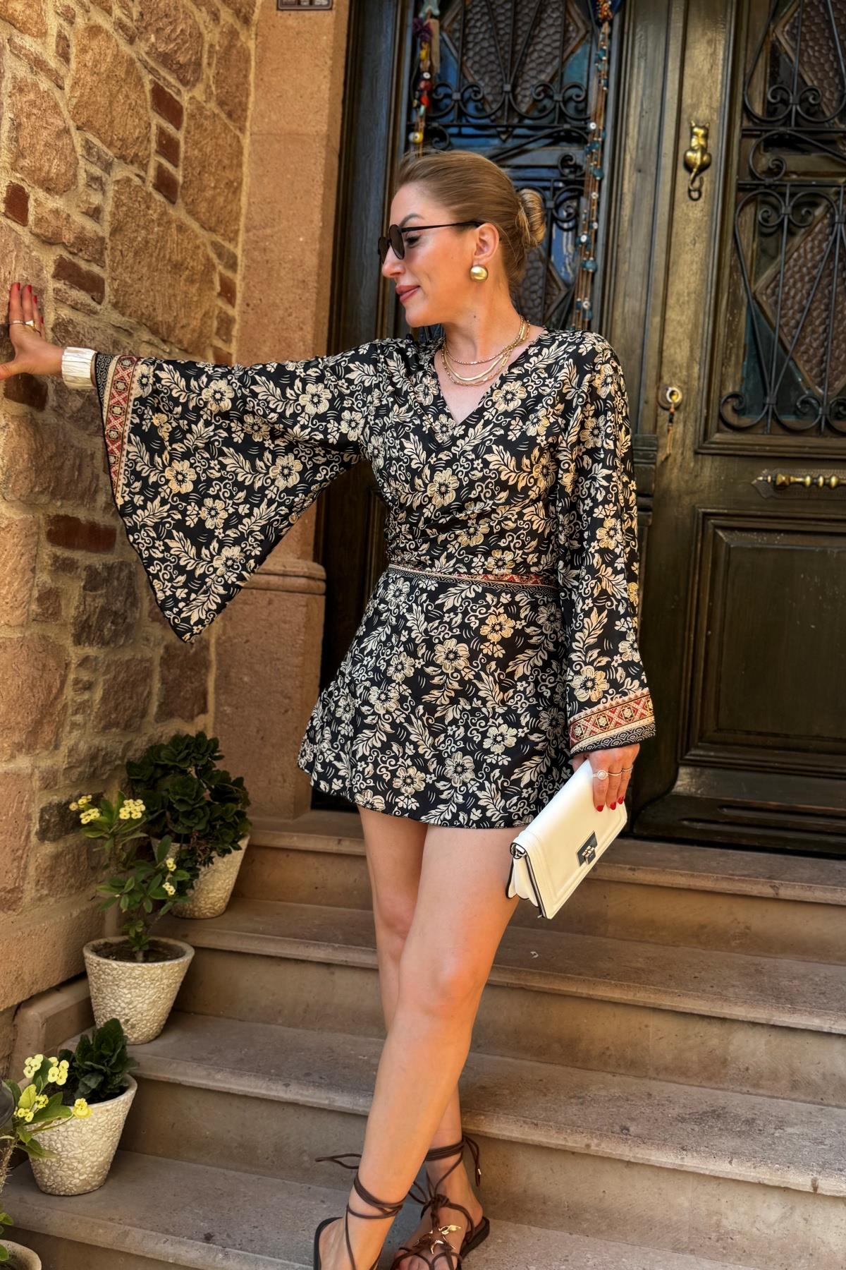 İthal Hint İpek Şort Etekli Takım