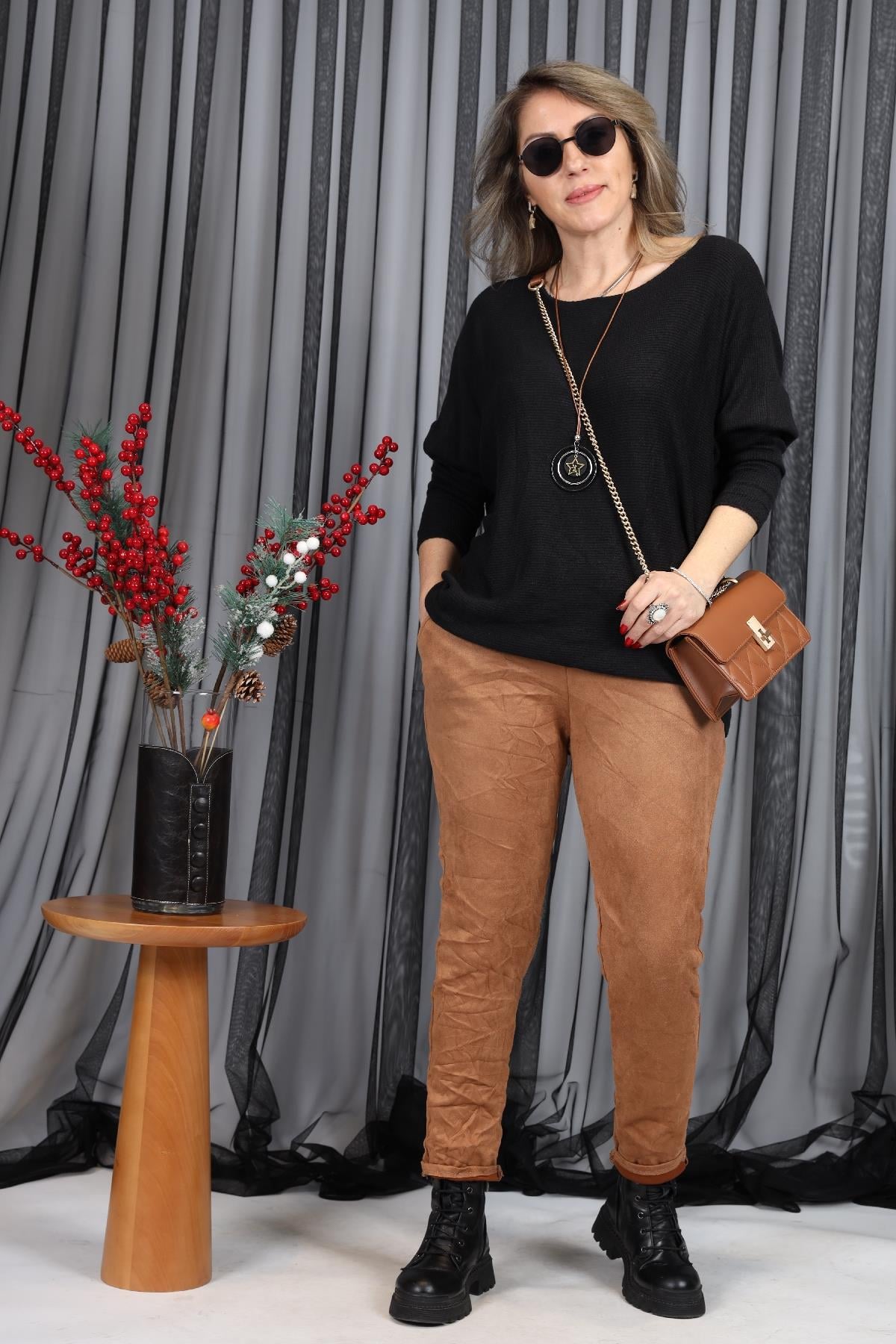 İthal Süet Kahve Pantolon