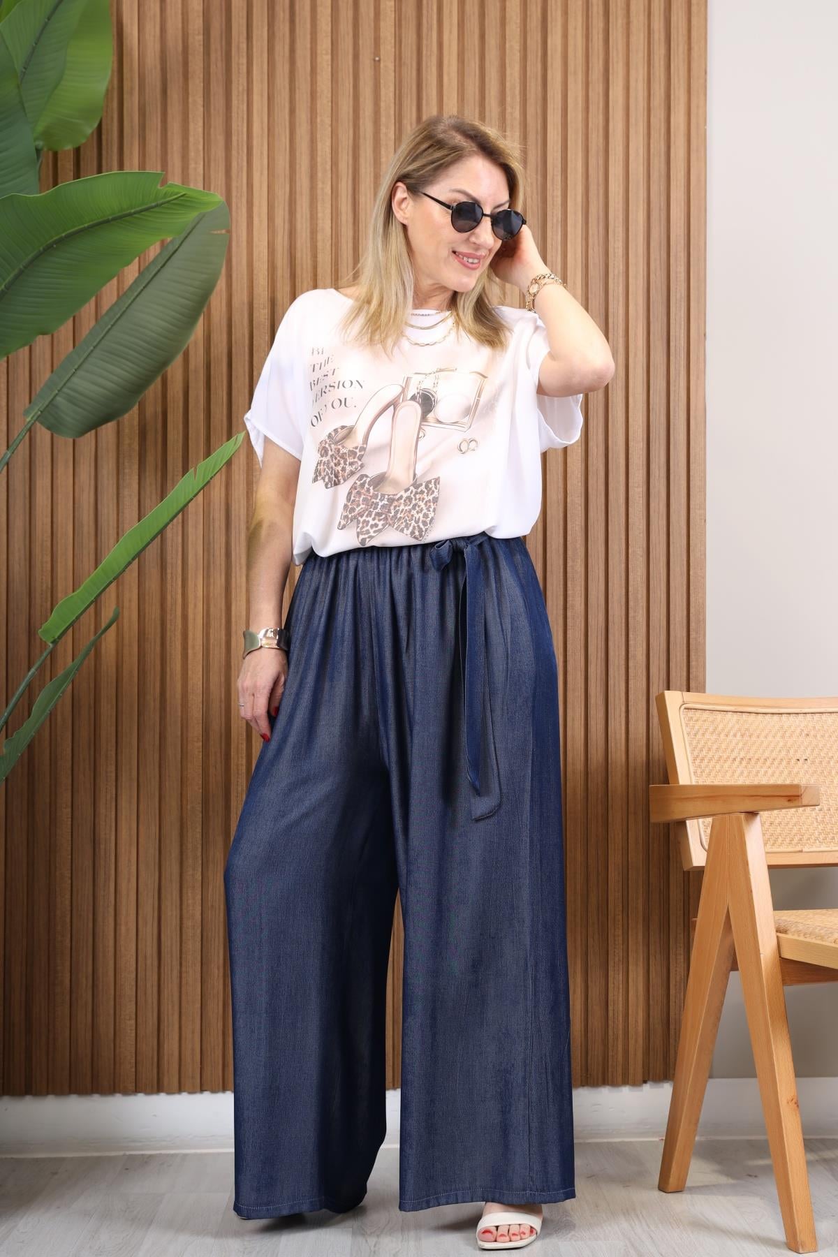 İthal Tencel Lacivert Pantolon