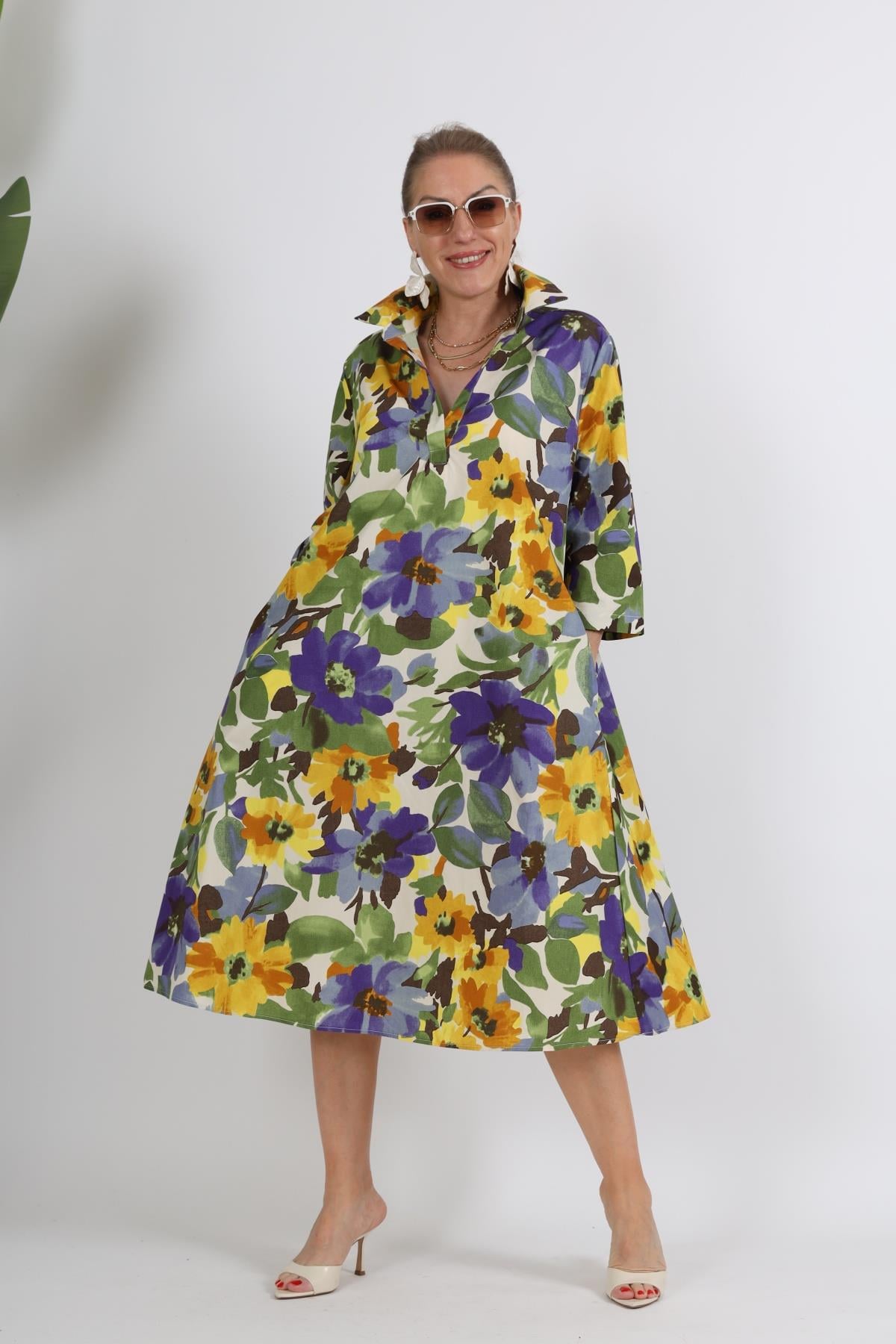 Koton Oversize Çiçek Desen Elbise