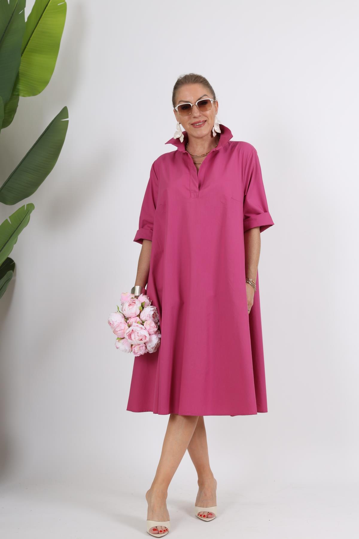 Koton Oversize Fuşya Elbise