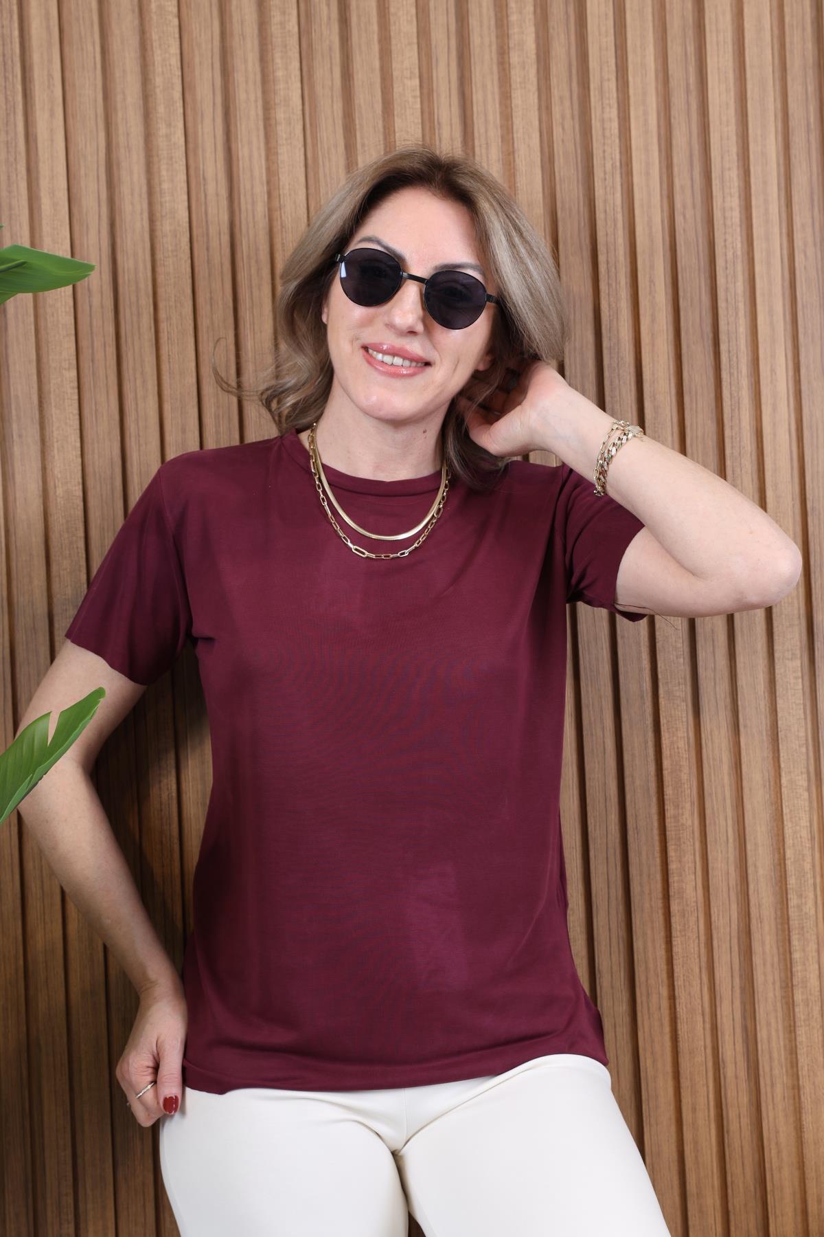 Orj Marka Basic Bordo T-shirt