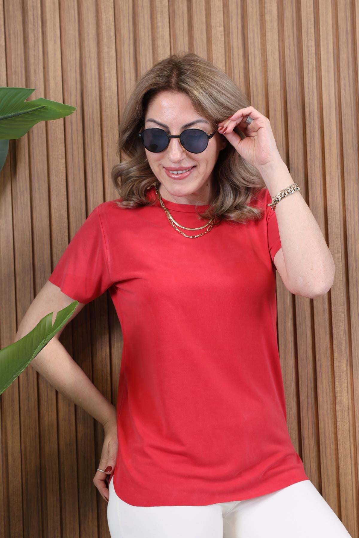Orj Marka Basic Nar Çiçeği T-shirt