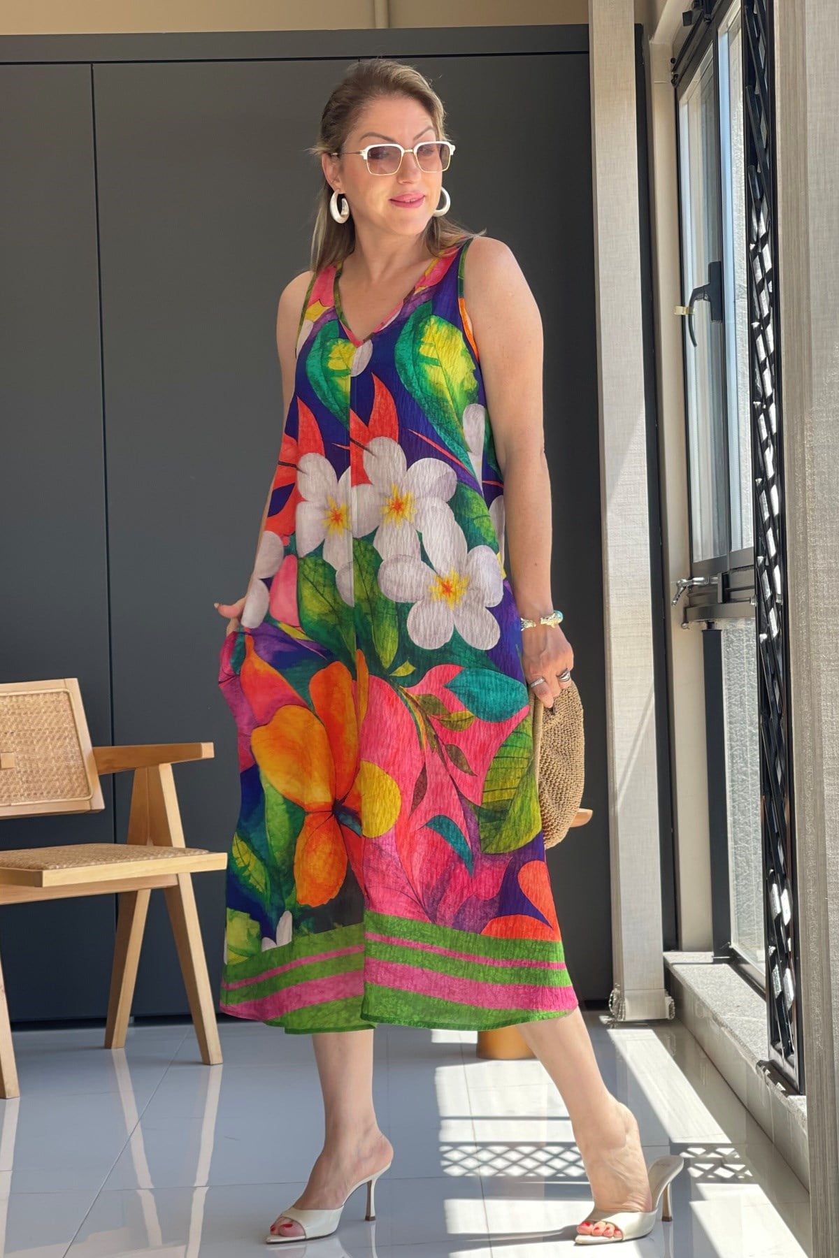 Renkli Çiçek Model Elbise