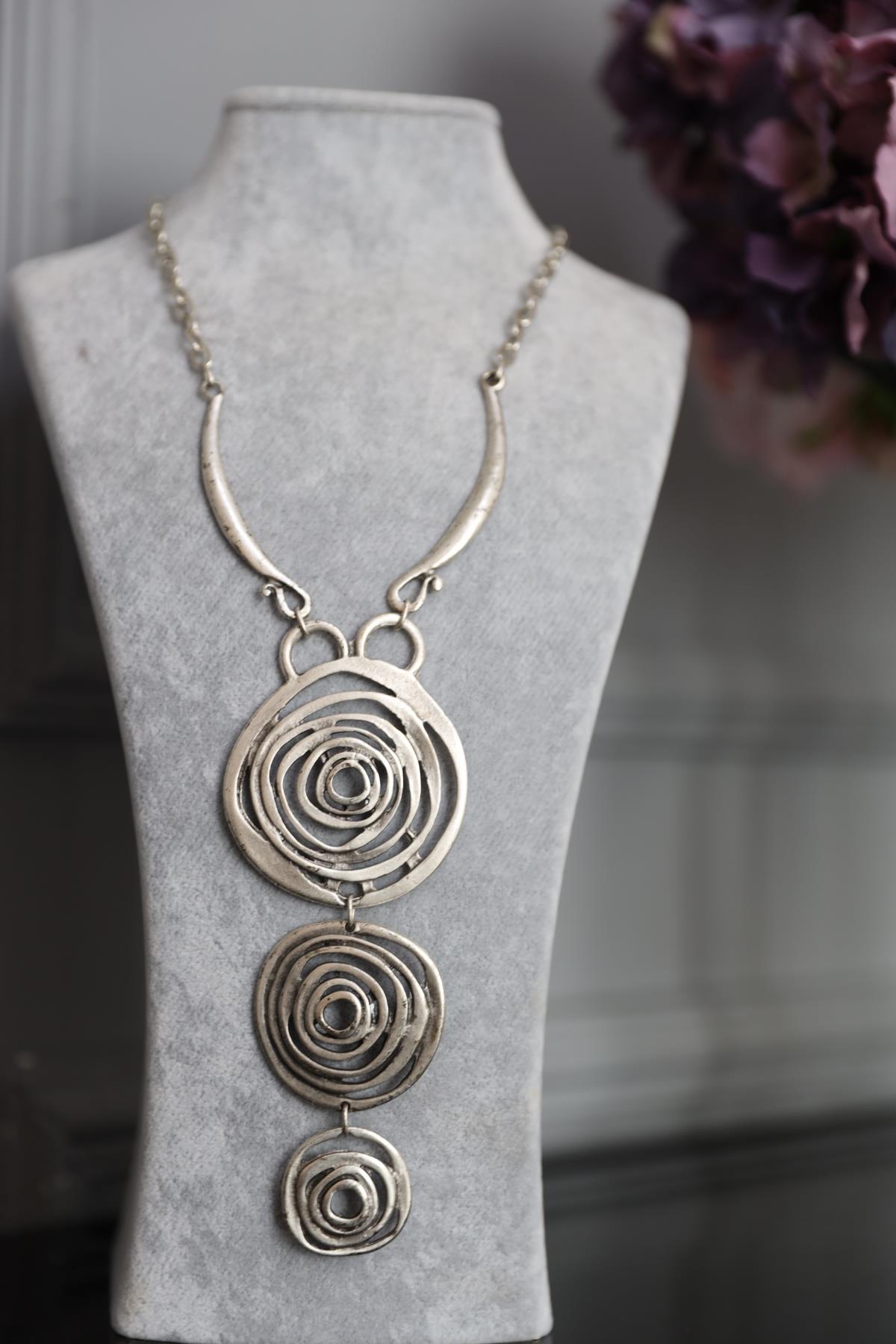 Spiral Desen Çelik Kolye