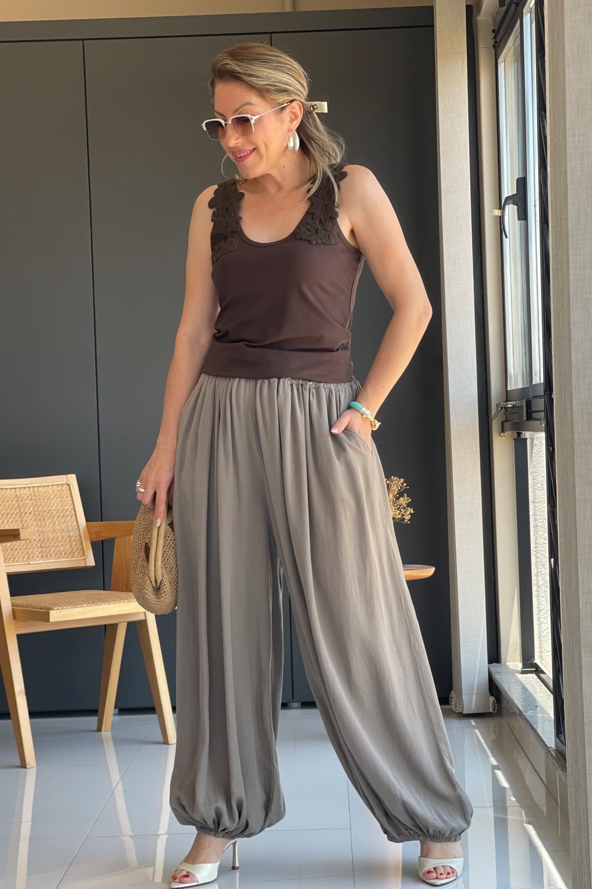Taş Rengi Şalvar Model İthal Pantolon