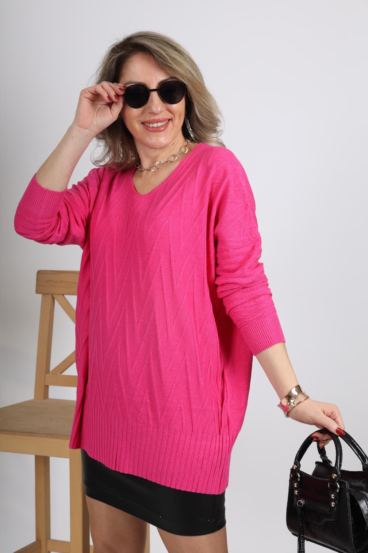V Yaka Pembe Tunik Kazak