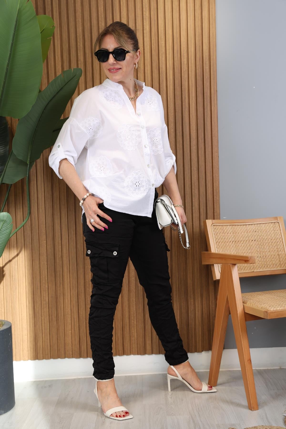 Yan Cep Model İthal Siyah Pantolon