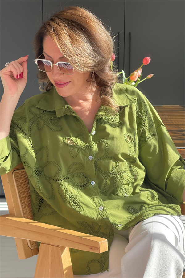 Ajurlu Zeytuni Brode Gömlek