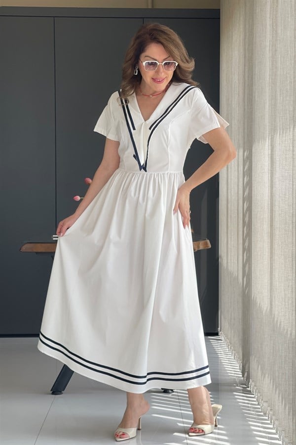 Bahriye Model Beyaz Elbise