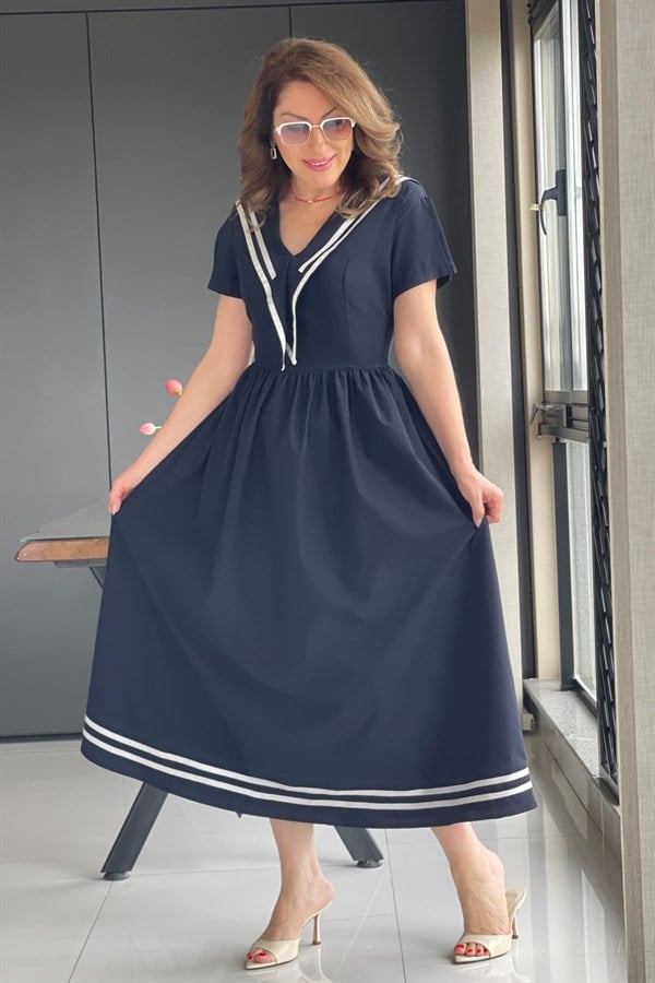 Bahriye Model Lacivert Elbise