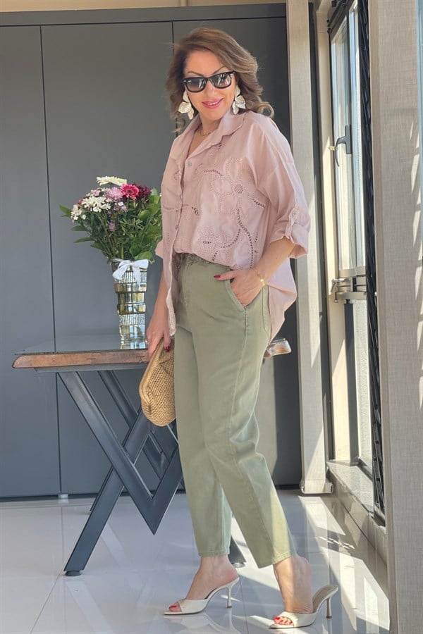 Bel Lastik Detay Haki Jean