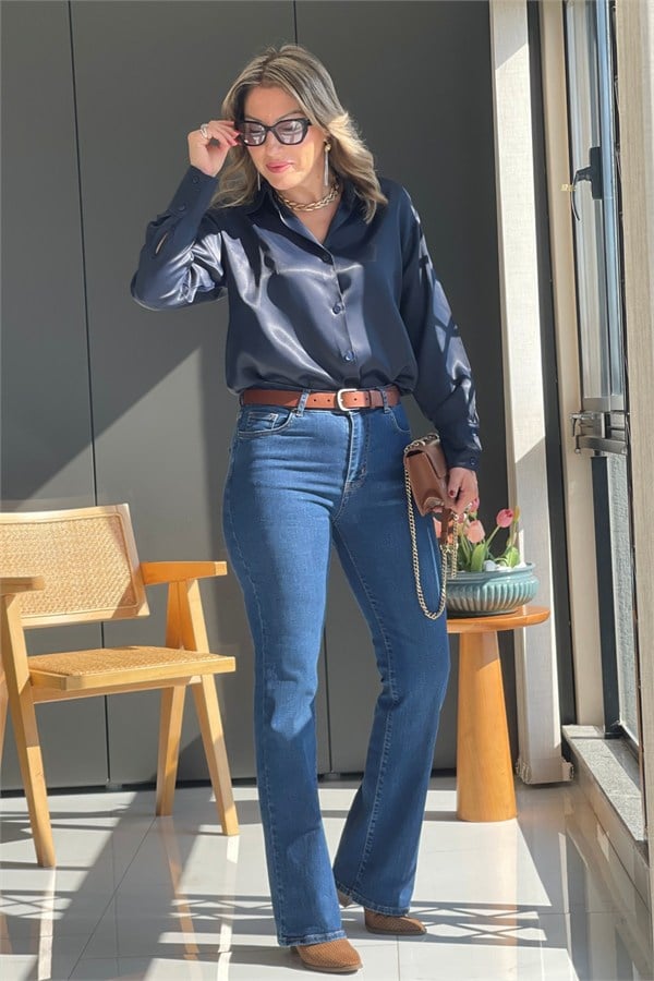 Dark Blue Boru Paça Jean