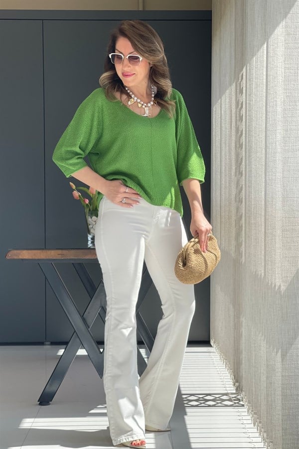 Ekru İspanyol Paça Jean