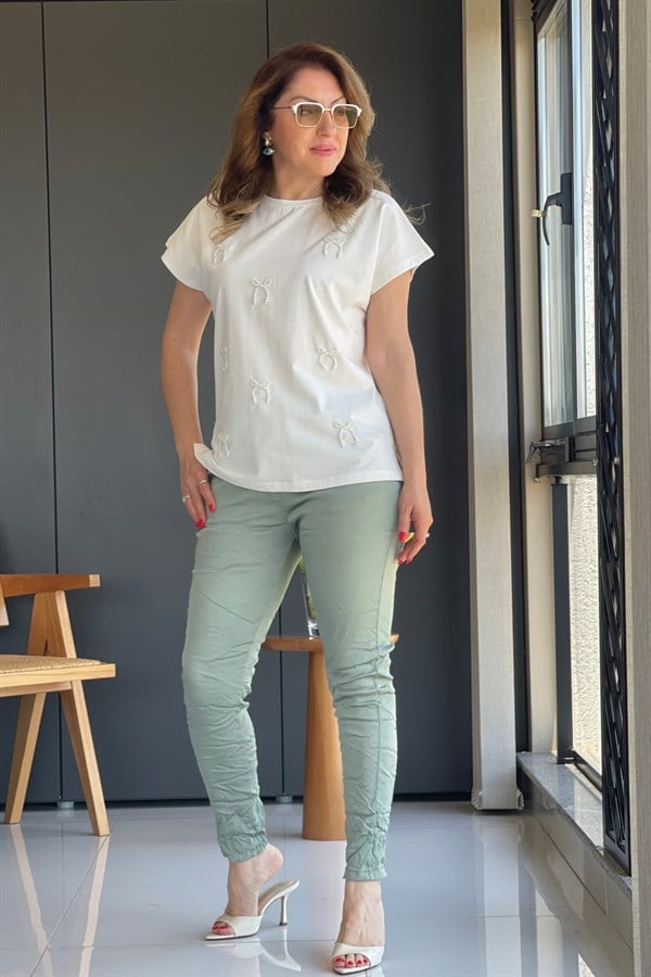 İthal Haki Saten Pantolon