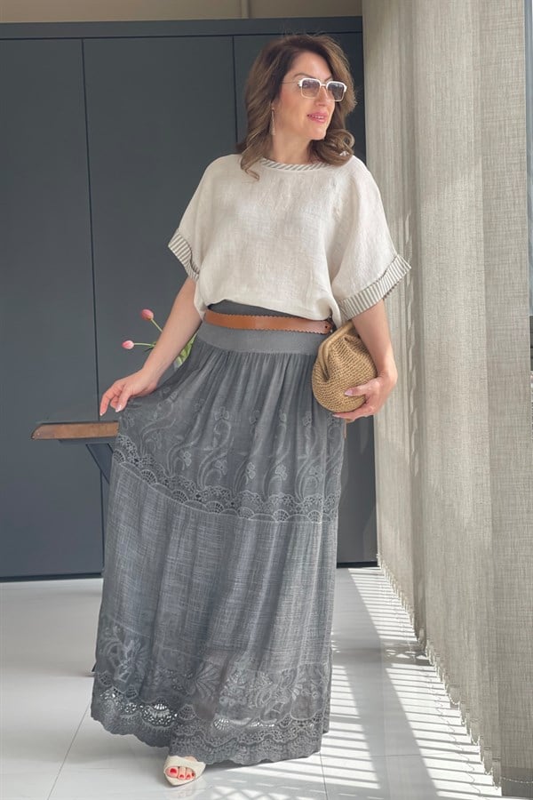 İthal Kemer Detay Antrasit Etek