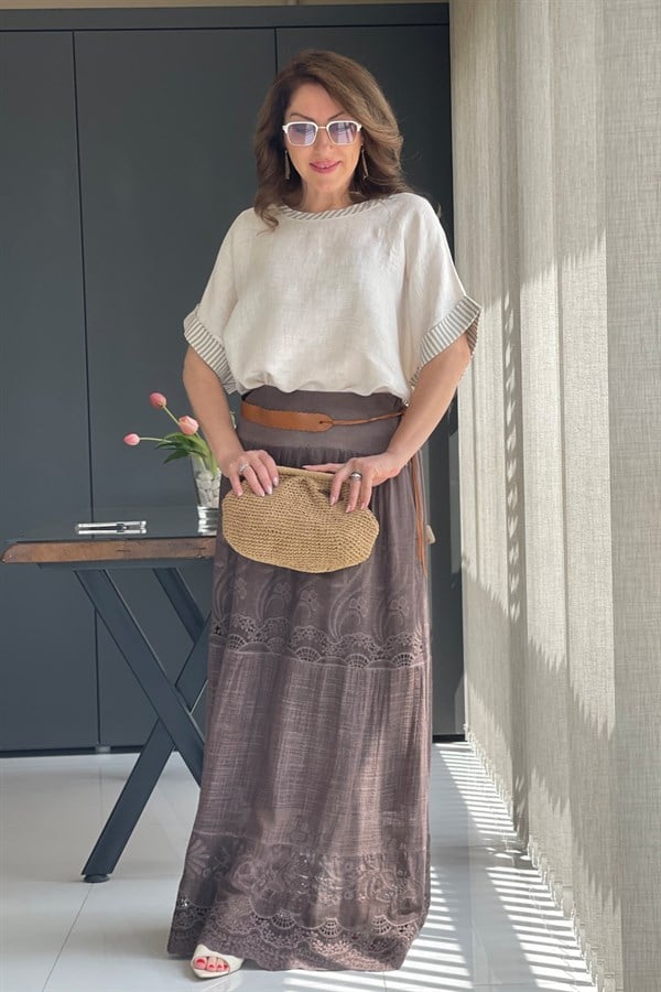 İthal Kemer Detay Kahve Etek