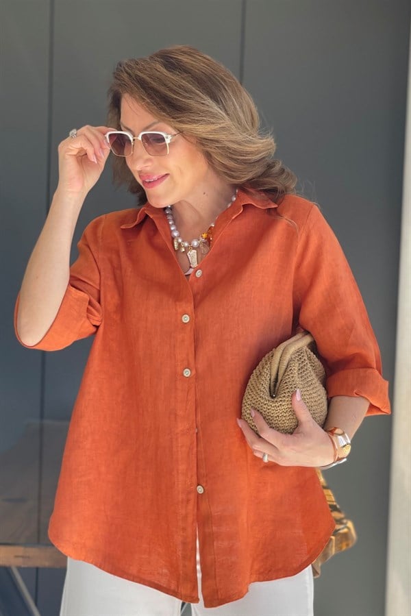 İthal Sırt Bağlama Detay Kiremit Gömlek