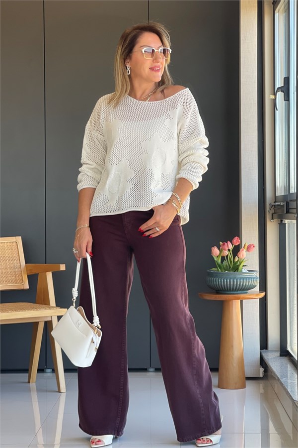 Mürdüm Tencel Pantolon
