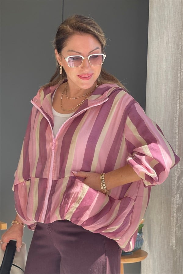 Pembe Bordo Yağmurluk