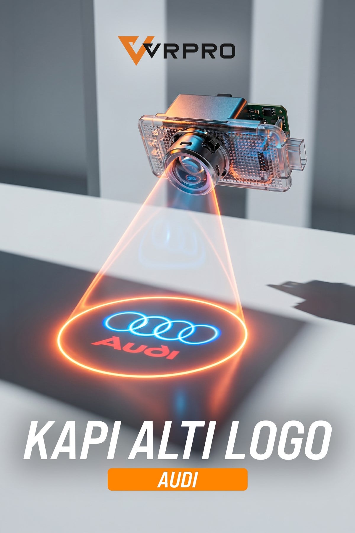 Audi Araca Özel Kapı Altı Logo Lazer Projektör - 2 Adet Led Aydınlatma