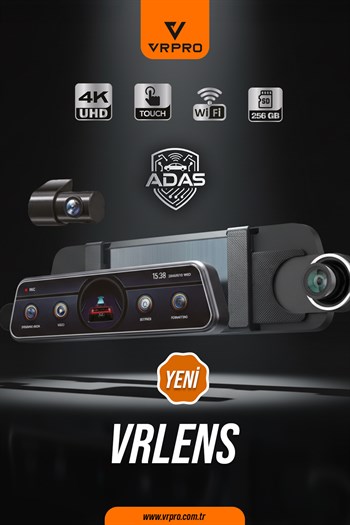 VRLENS 2 KAMERALI 10'' TOUCH SCREEN-ADAS+BSD-4K+2K-LOOP RECORDING-WIFI-G SENSOR
