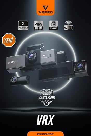 VRX 3 KAMERALI 3.2'' SCREEN-ADAS+BSD-4K+2K+2K--WIFI-24H PARKING MONITOR-G SENSOR