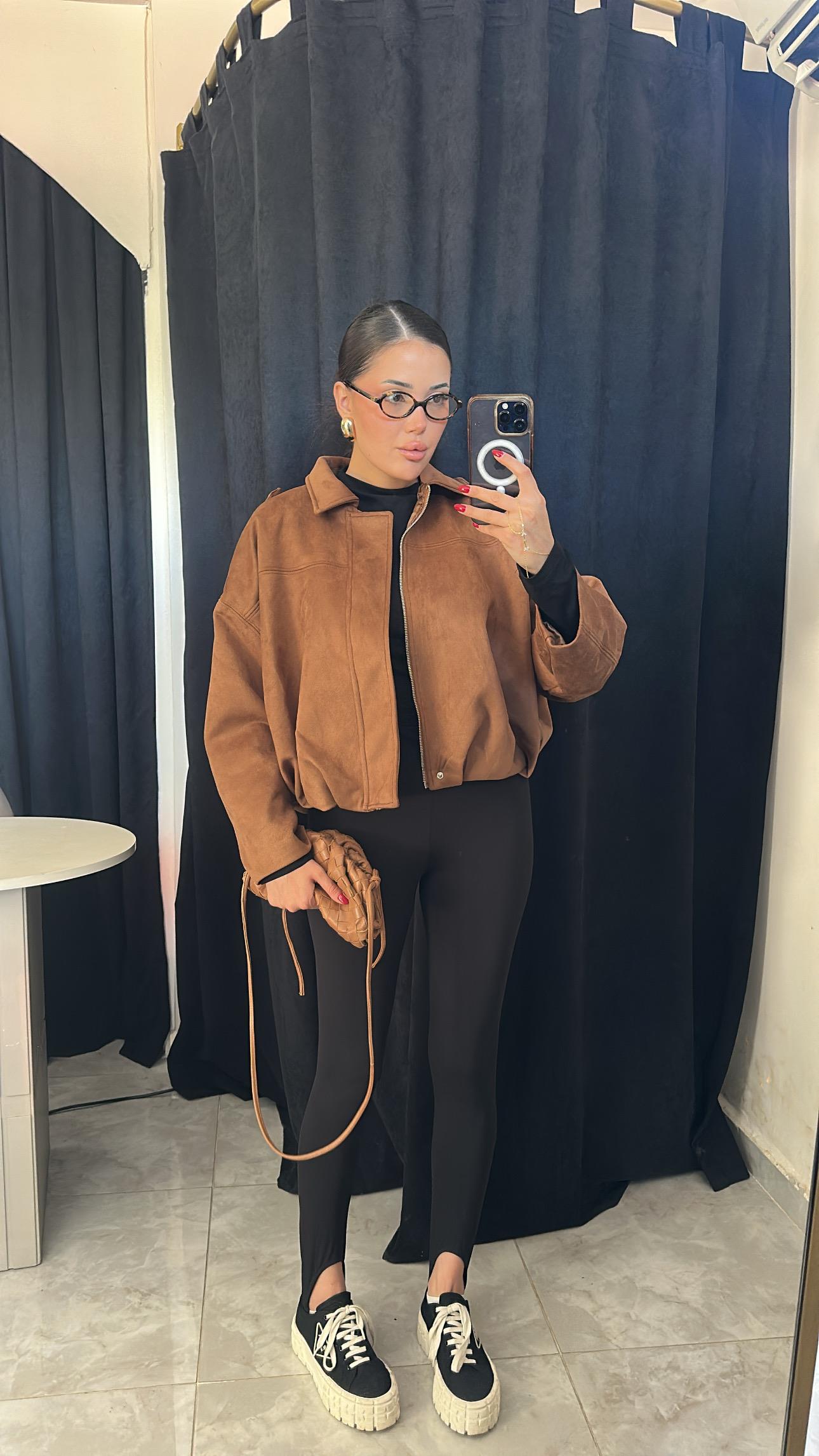 Süet Astarlı Bomber Ceket-Camel