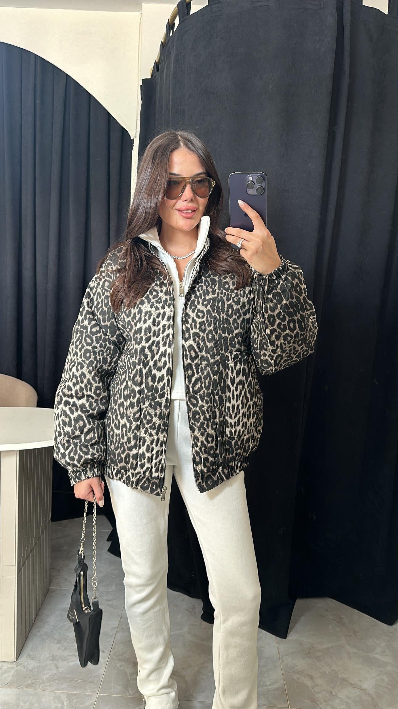 Premium Leopar Astarlı Bomber Ceket