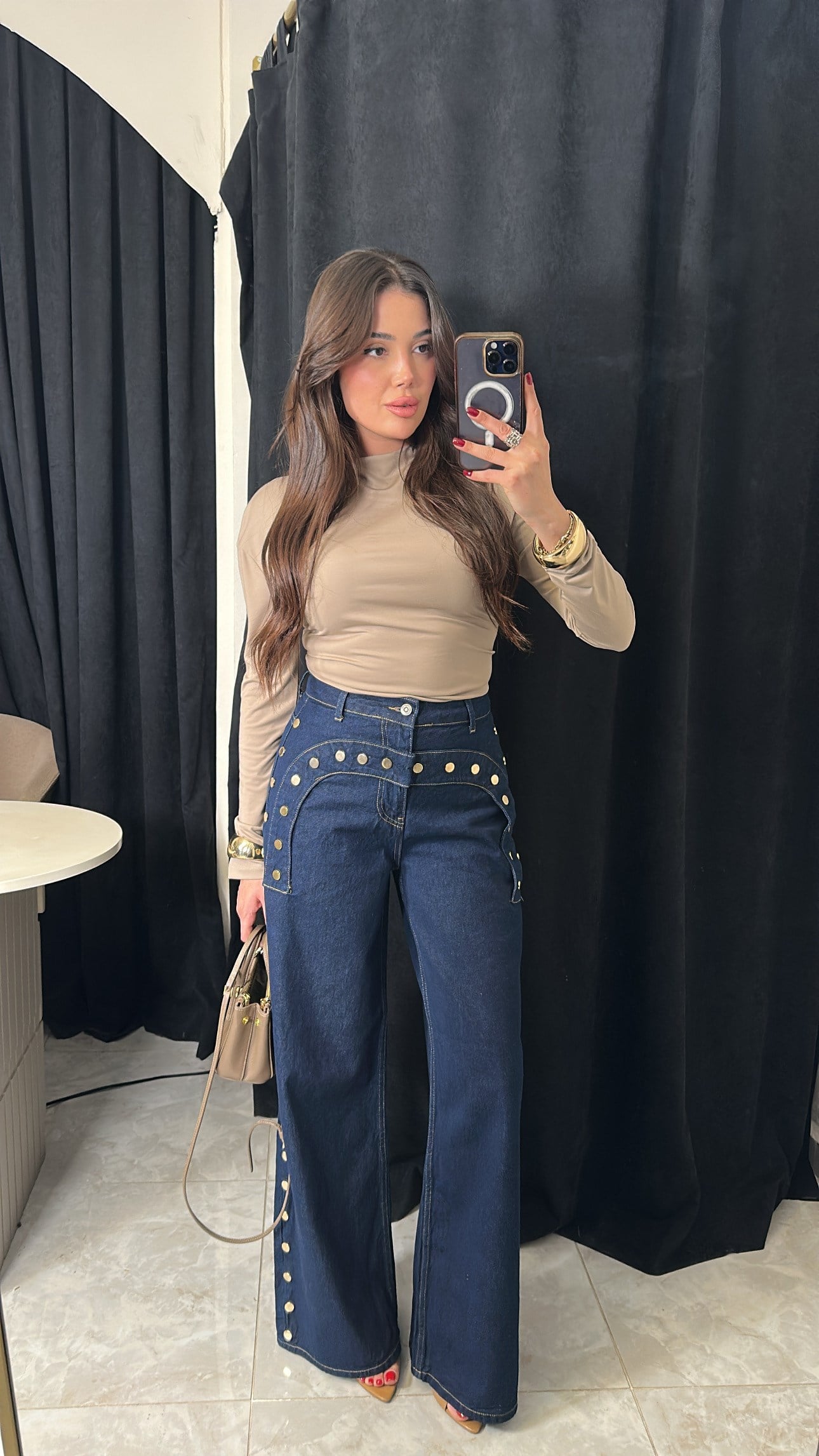 Premium Tasarım Gold Detaylı Jean