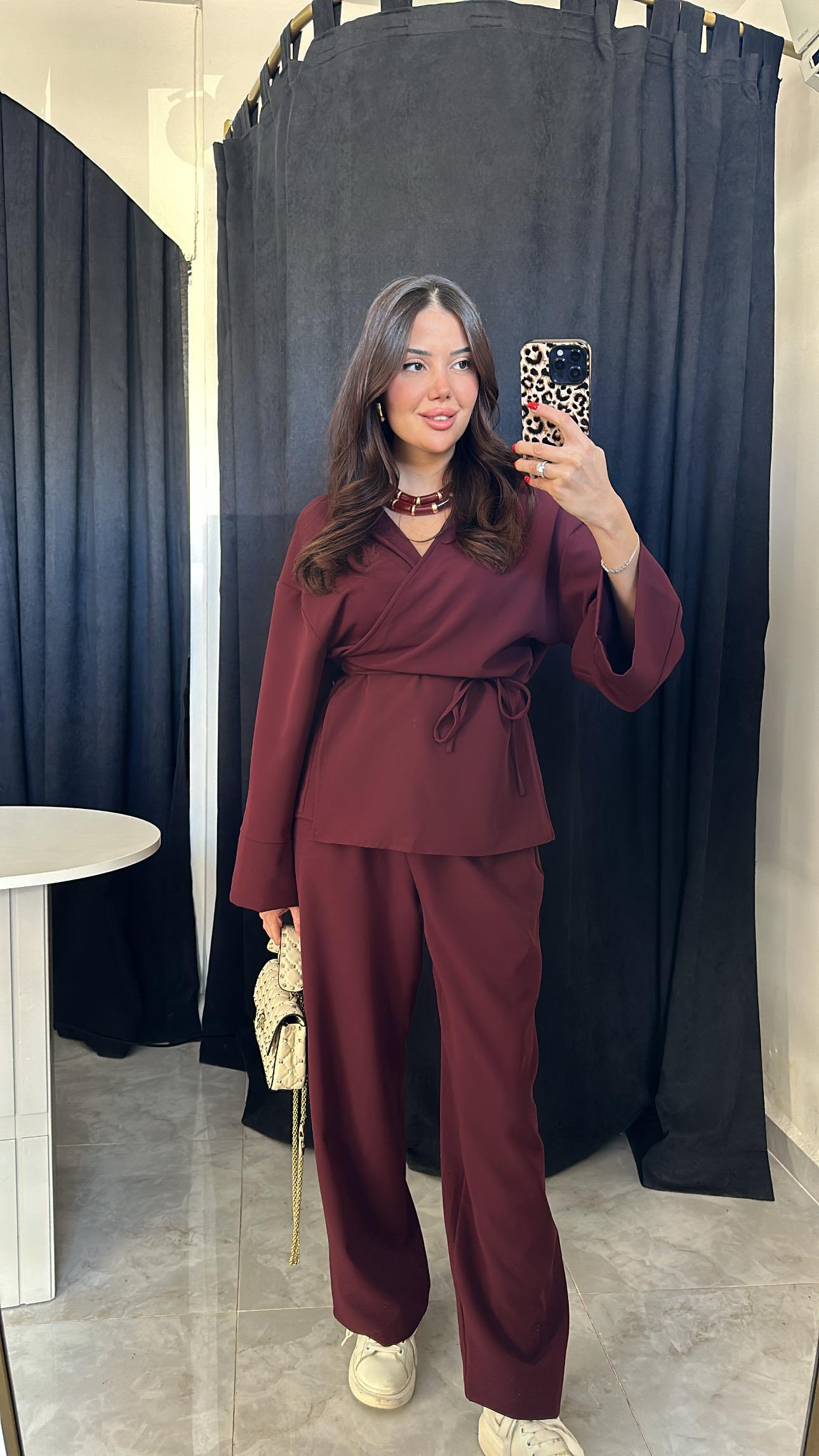 Premium Bordo Kruvaze Takım