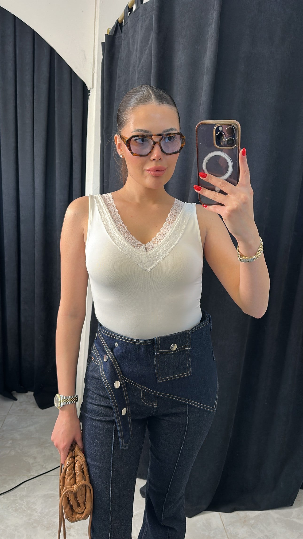 Dantel Detaylı Bodysuit-Beyaz