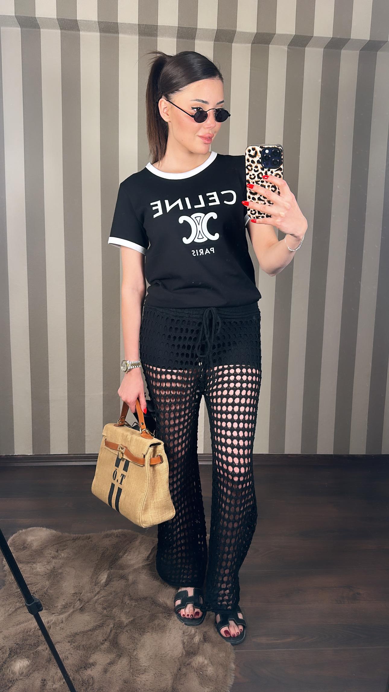 Siyah File Pantolon