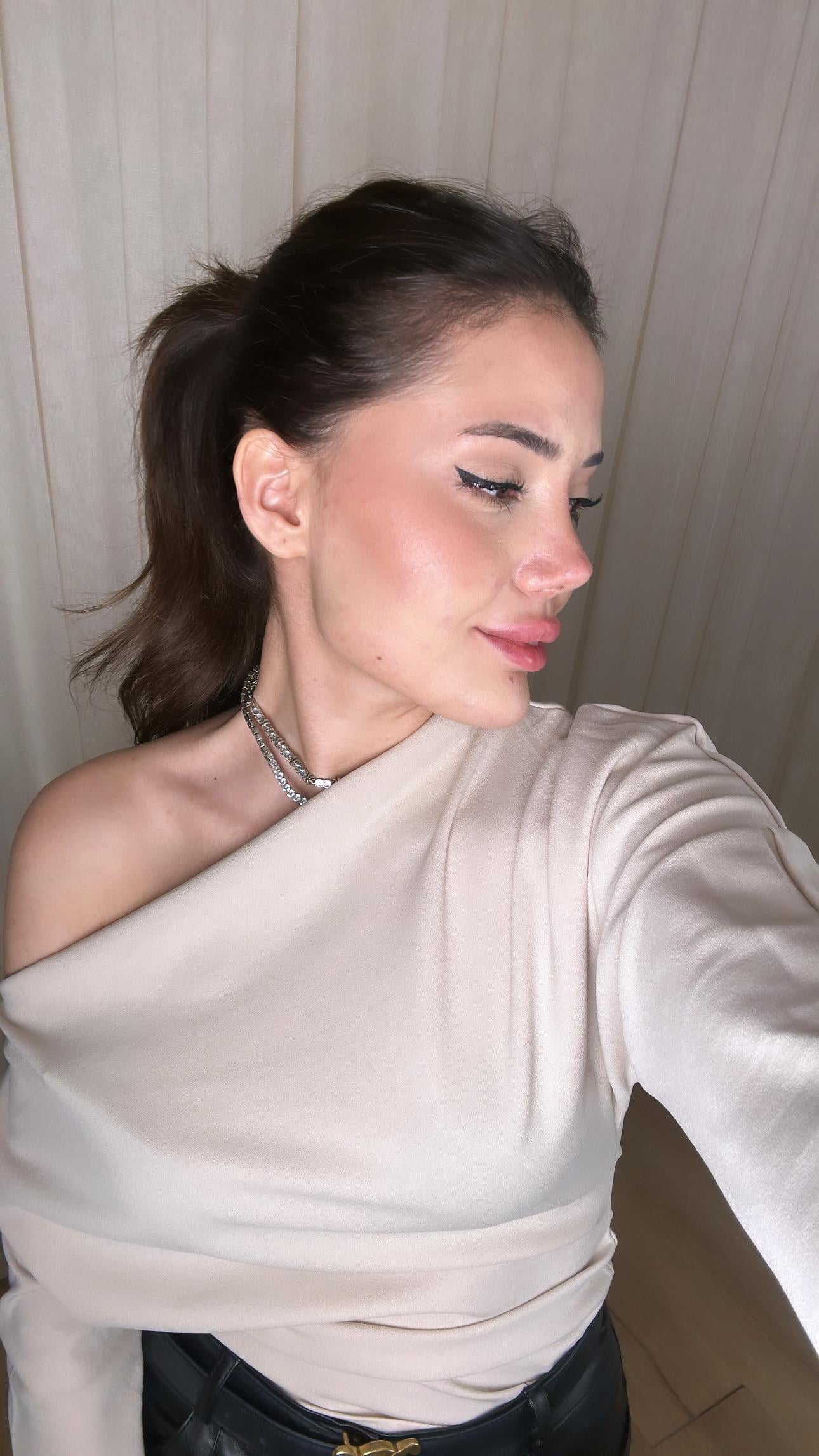 Marka Model Tek Omuz Bluz Nude