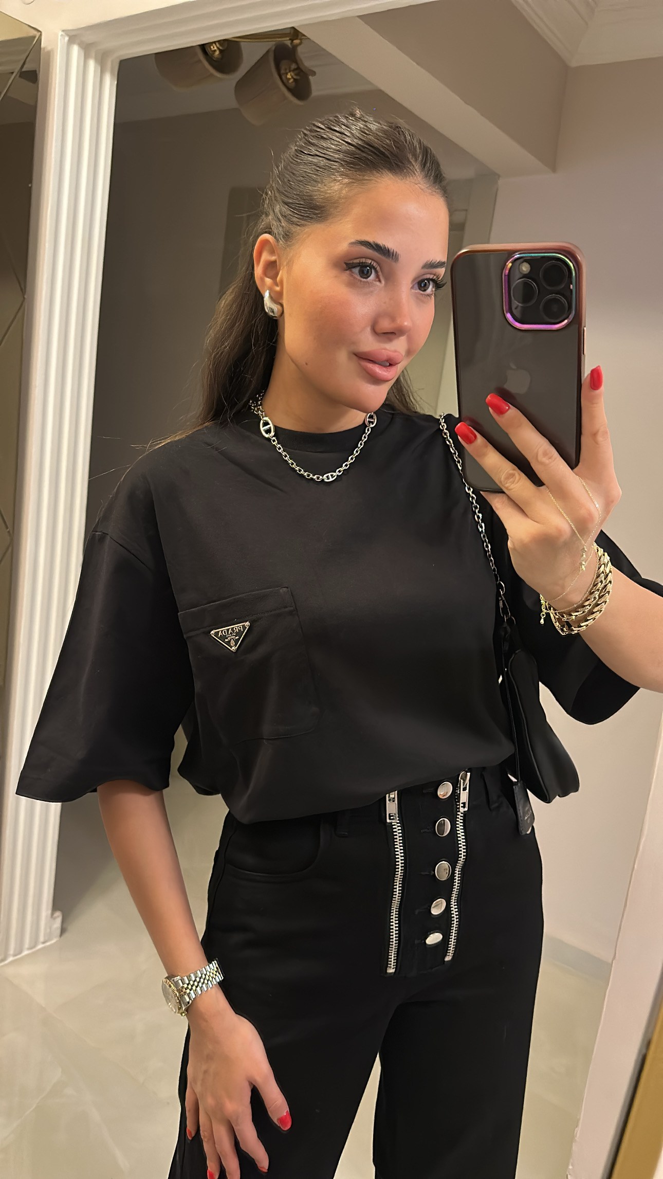 CEP LOGOLU TOK KUMAS BASİC TSHIRT-SİYAH
