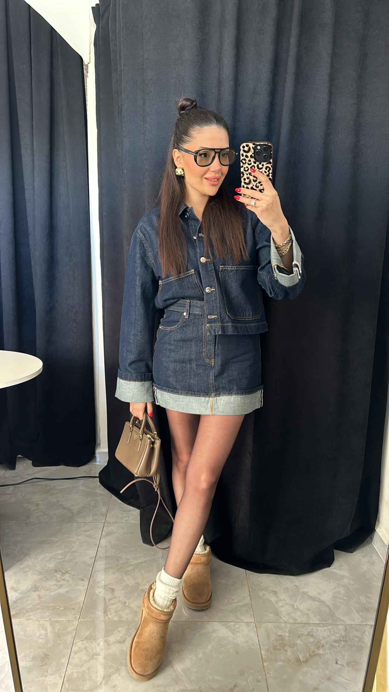 Premium Denim Etek Ceket Takım