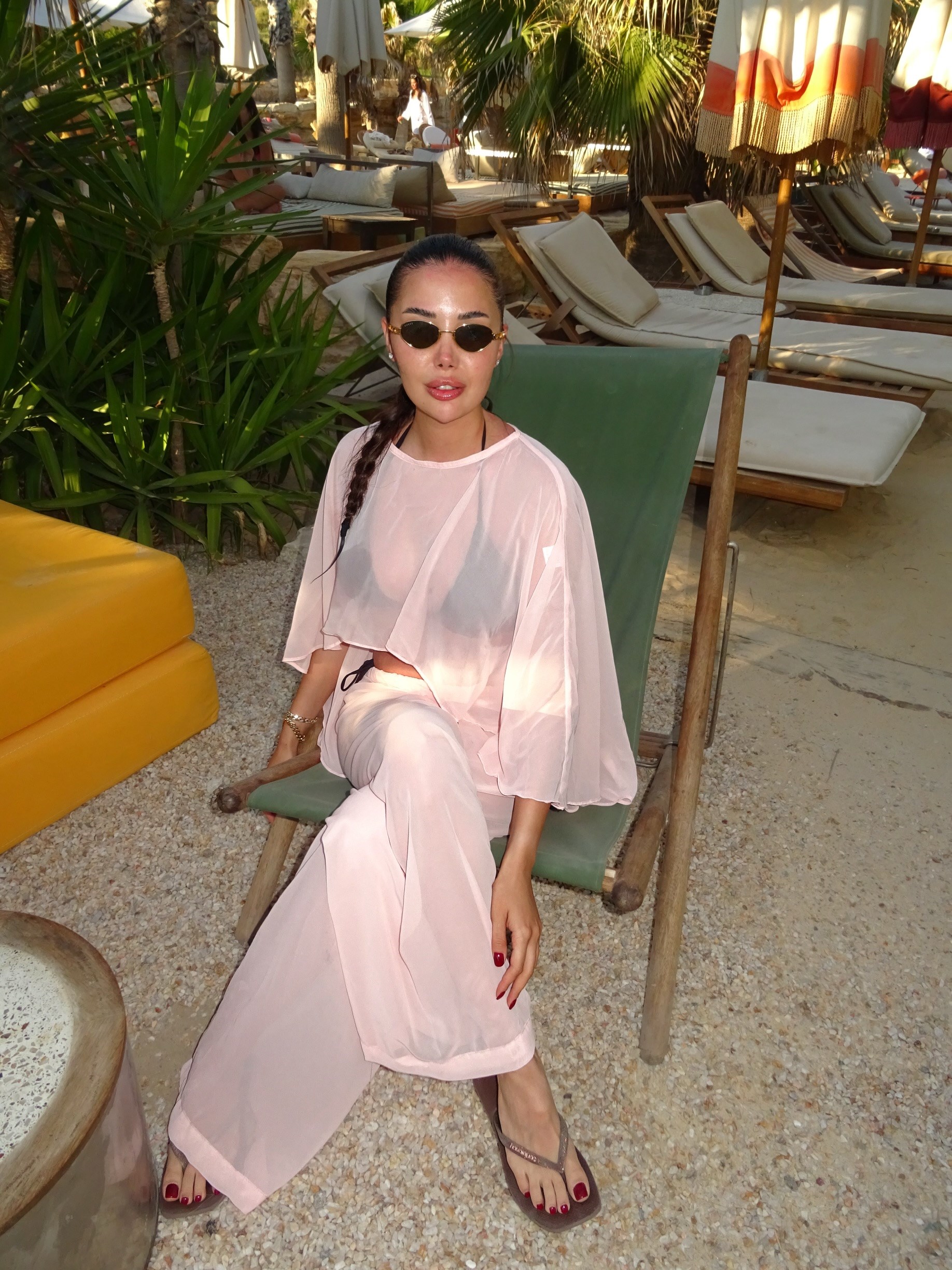 SİFON PELERİN & PANTOLON BEACHWEAR - PUDRA PEMBE